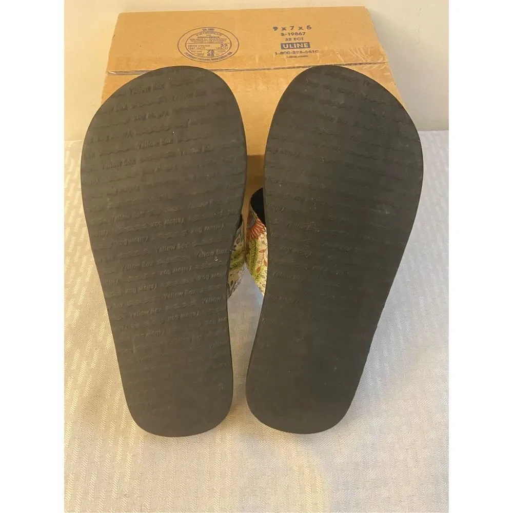 Yellow box sequins flowers flip flops size 7 - Picture 2 of 3